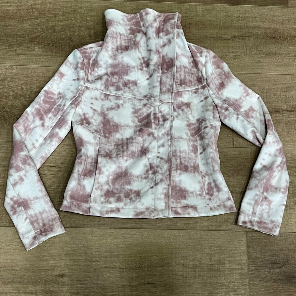 Bagatelle Pink Rose TieDye Asymmetrical Zip Faux Suede Moto Short Jacket XS Crop - Picture 8 of 16